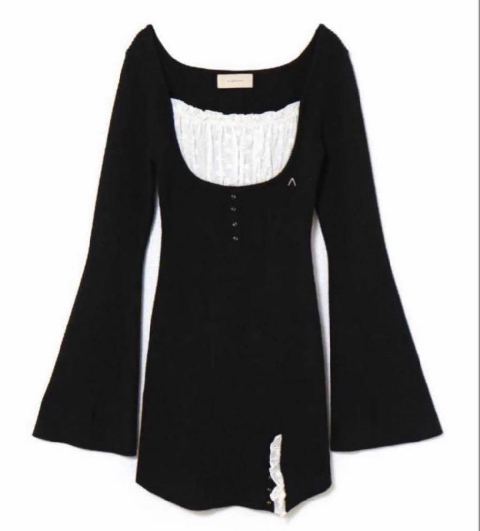 新品　andmary Poppy lace mini dress black