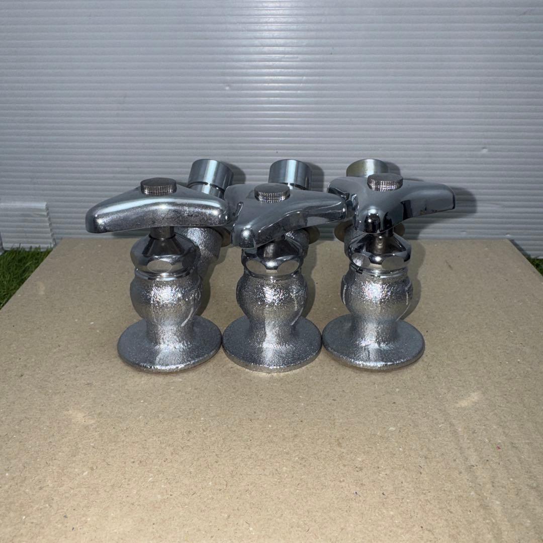 金属製シルバー蛇口 L字型散水用バルブ 3個セット［2265］