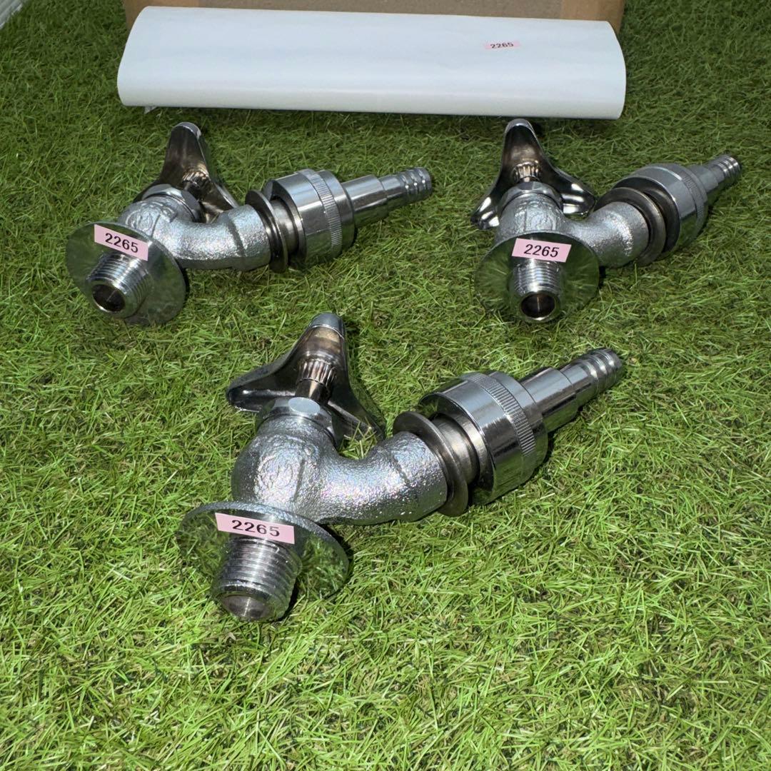 金属製シルバー蛇口 L字型散水用バルブ 3個セット［2265］