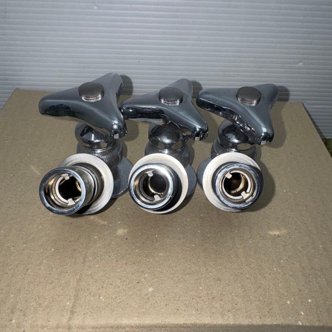 金属製シルバー蛇口 L字型散水用バルブ 3個セット［2265］
