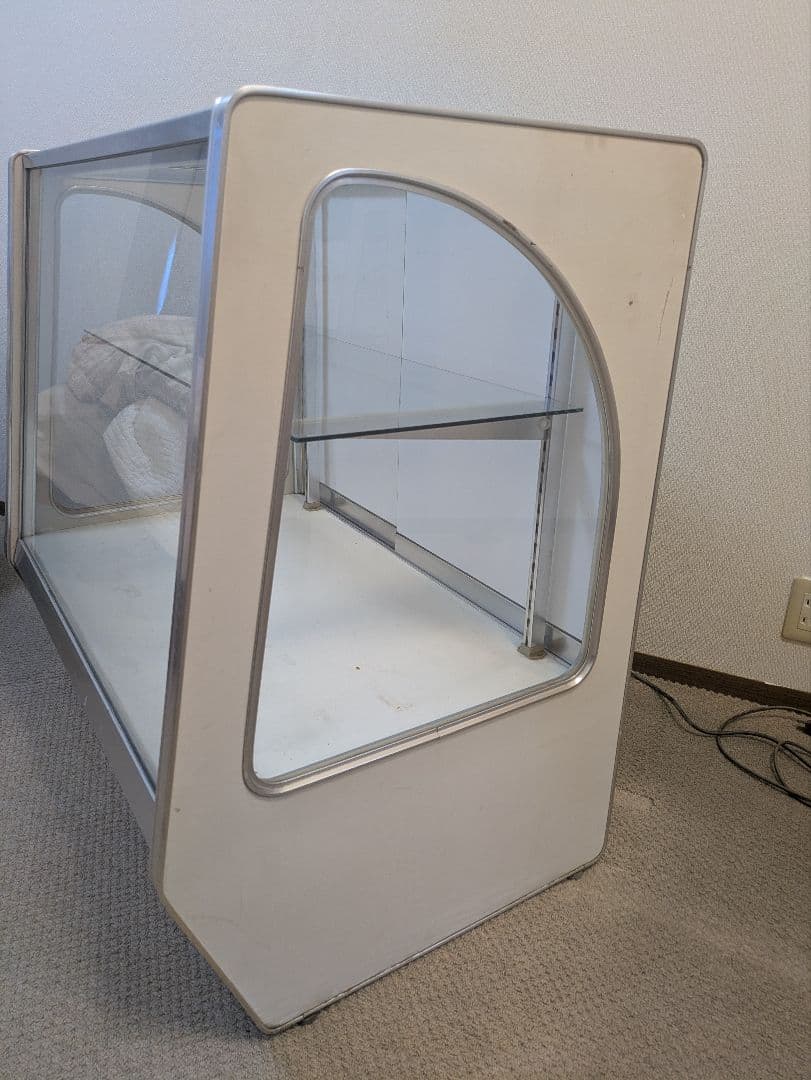 ヴィンテージ ガラスショーケース 陳列棚 照明付き中型 レトロ