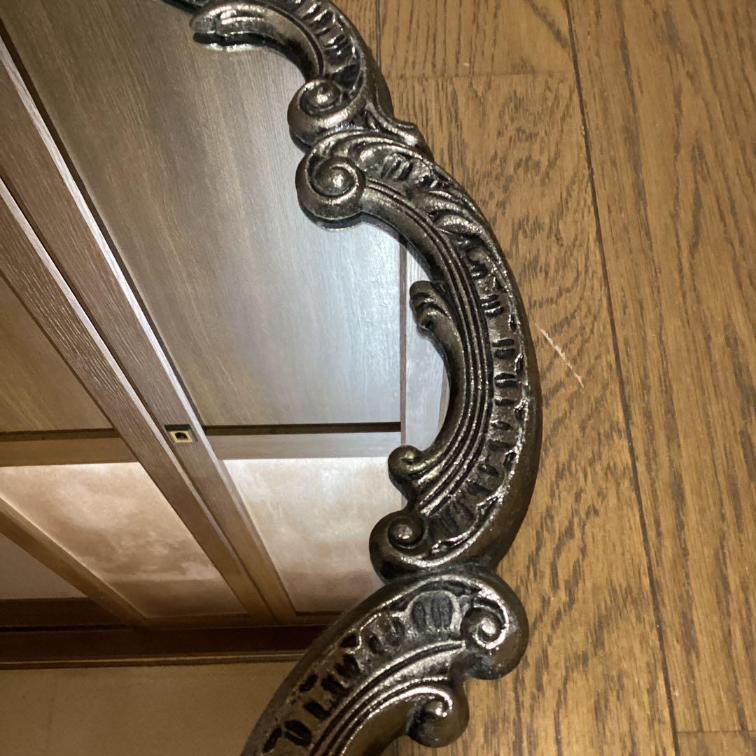 ロココ調　鏡　ミラー　アンティーク加工　壁掛けミラー　玄関鏡