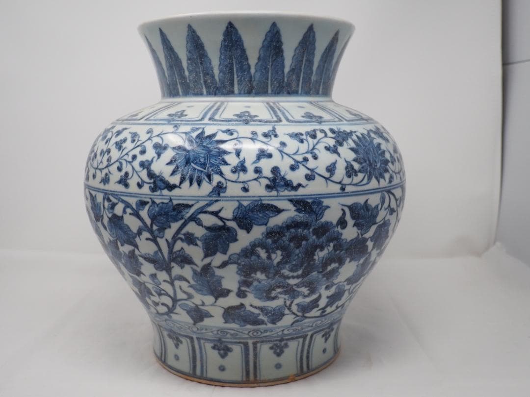 染付　花瓶　花柄　カケ　中国　-SO