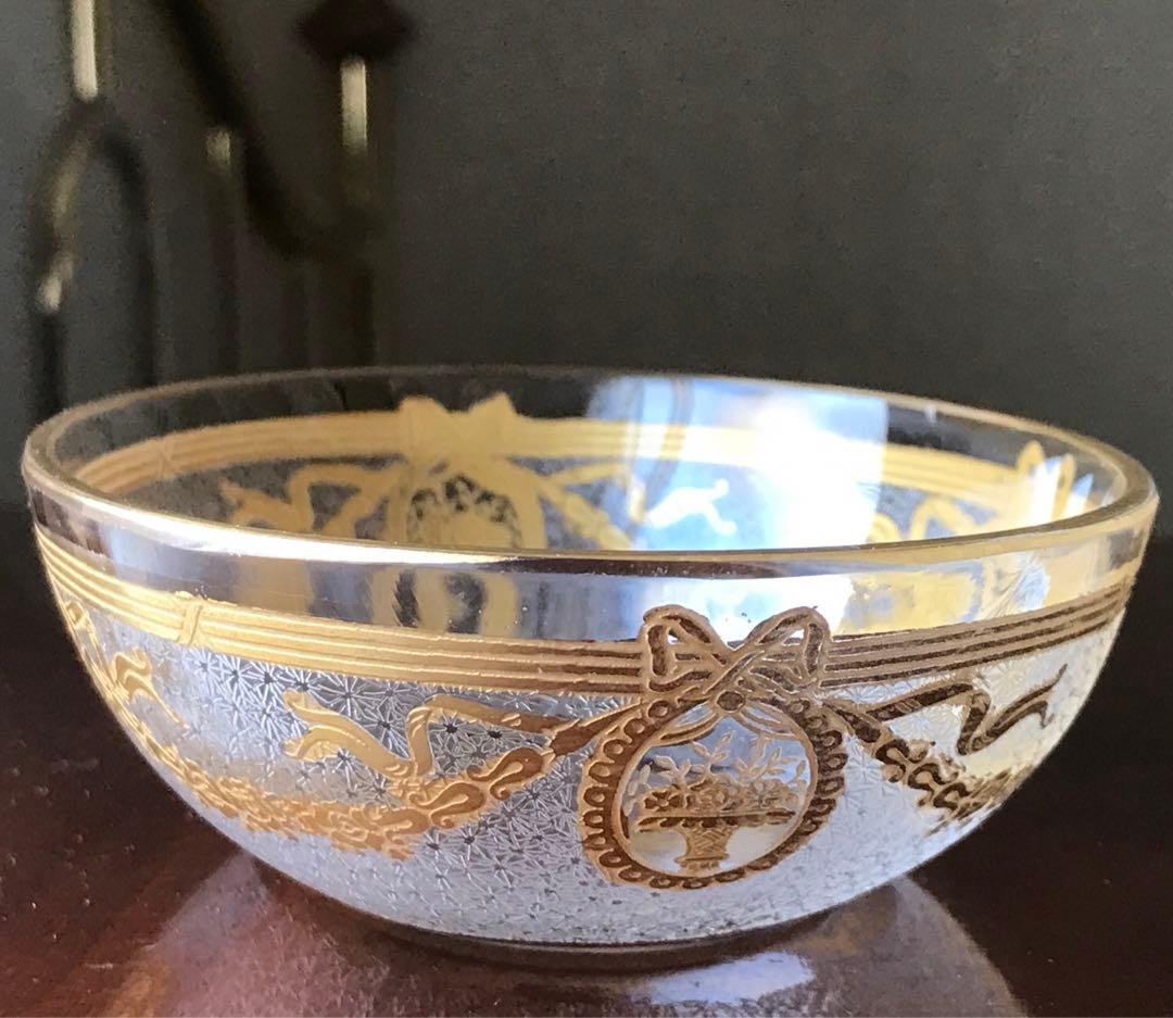 素敵な★オールドサンルイSt LouisサフォSaphoクリスタル石鹸入れ☆金彩