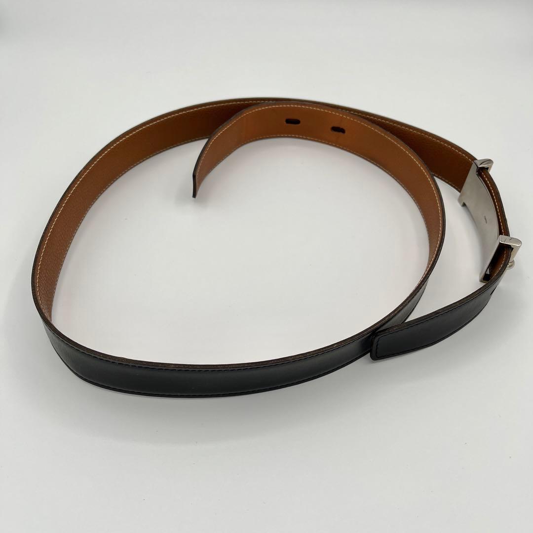 HERMES エルメス　ベルト　ブラック ボックスカーフ　レザー　□R刻印