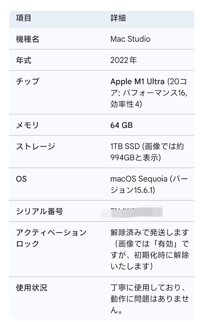 Macデスクトップ Apple Mac Studio (M1 Ultra / 64GB / 1TB