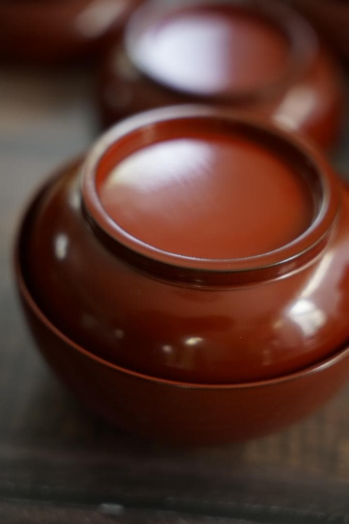 輪島塗　根来塗り　廣椀　雑煮椀　５客　塗師作