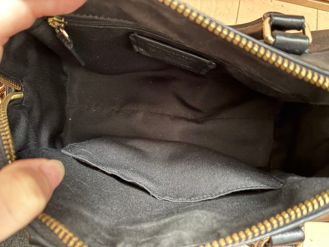 COACH ロゴ入りハンドバッグ ブラウン/ブラック