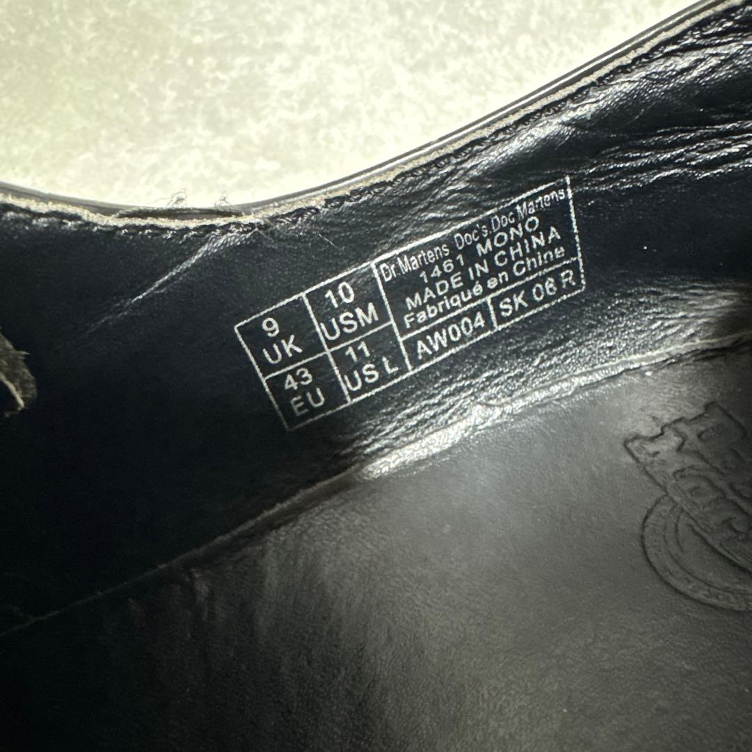 Dr.Martens 【UK9】1461 MONO ブラックステッチ 3ホール