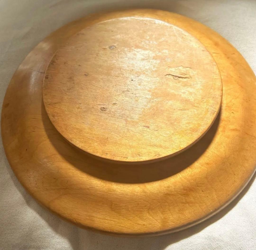 蚤の市　北欧　木製　ブレッドプレート　ワイドリム　コンポティエ　パン皿