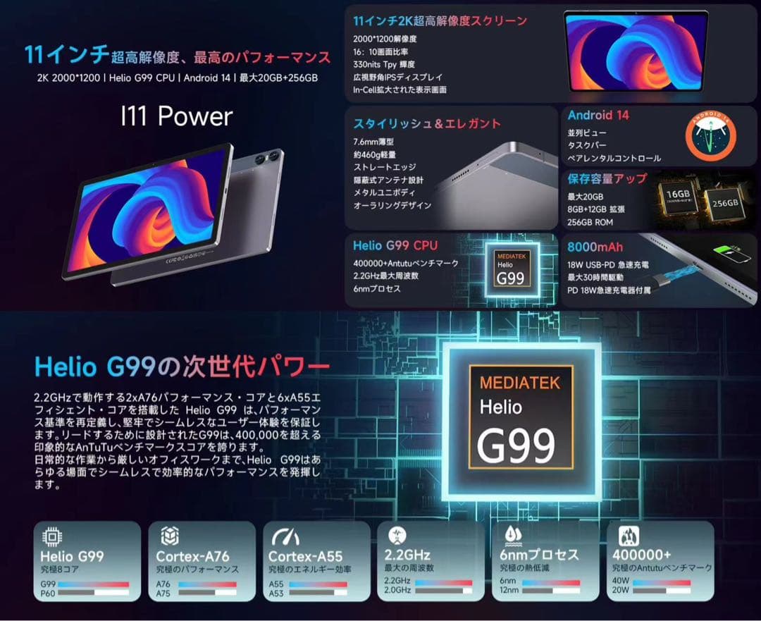 I11 Power BMAX タブレット 本体 Android 14