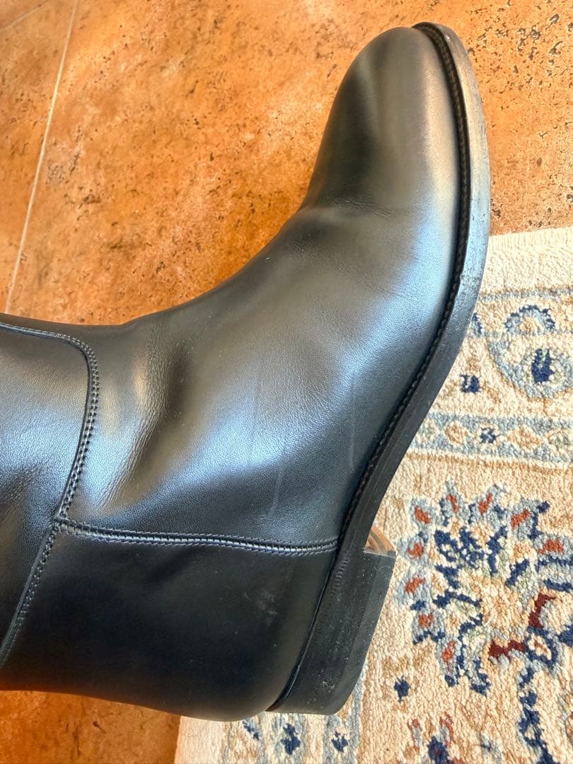 HERMES 黒 レザーブーツ 金具付き