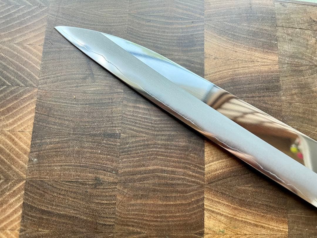 土佐打刃物 黒鳥鍛造工場 240mm 両刃 柳刃 刺身　包丁 銀三鋼 鏡面仕上