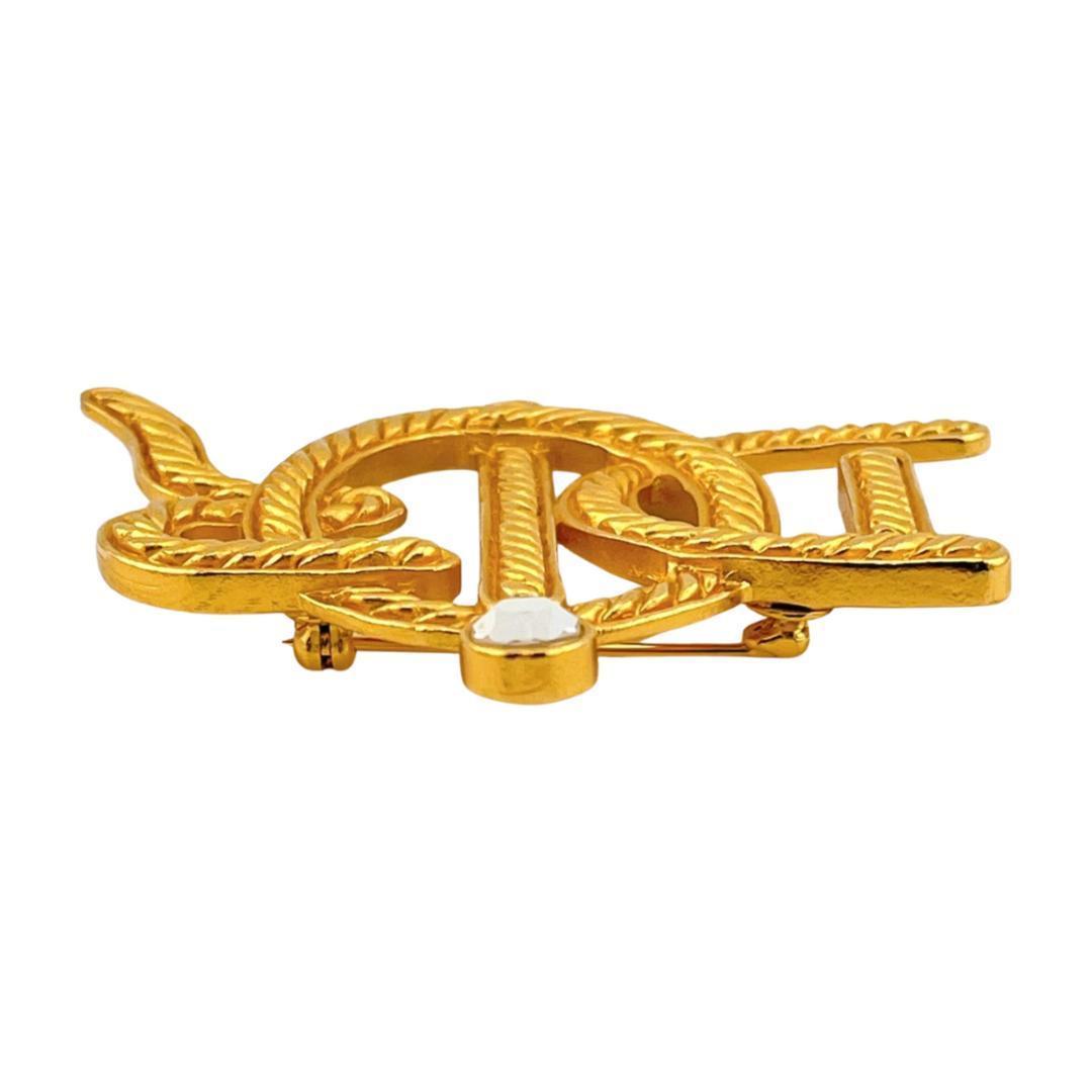 クリスチャンディオール エンブレム ストーン付 ブローチ ヴィンテージ ロープ