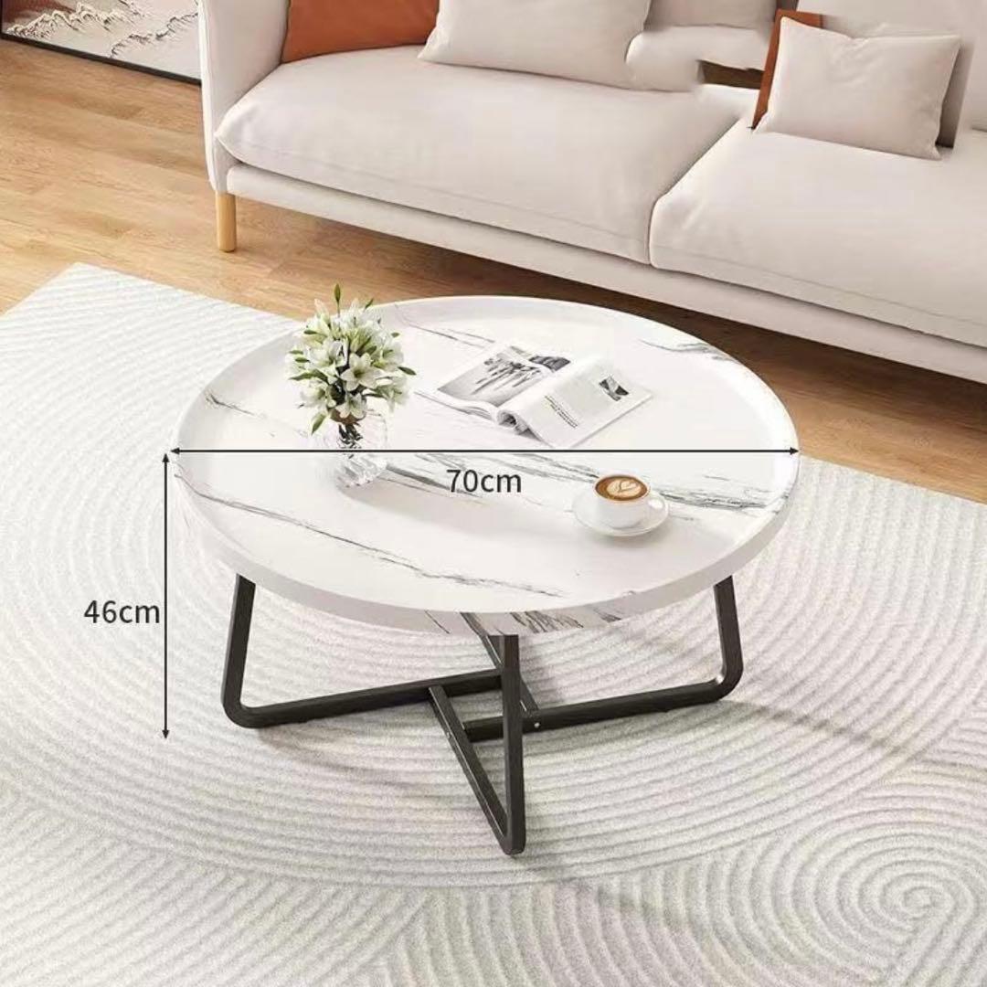 お洒落 ネストテーブル ローテーブル 大理石柄 マルテーブルコーヒーテーブル
