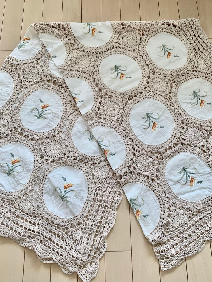 メイ(2枚まとめ)アンティーク　レースとクロスステッチ刺繍テープ ルクロス