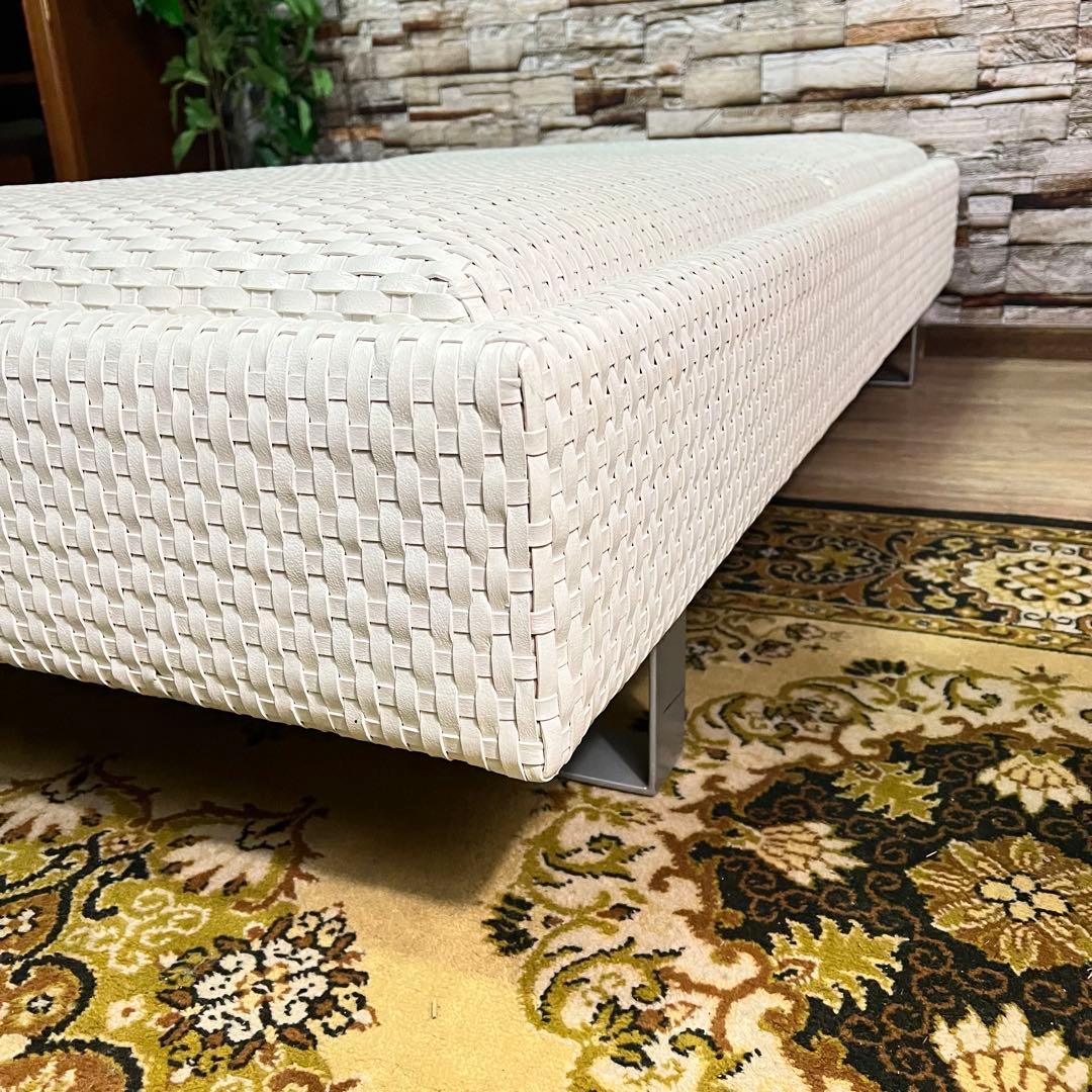 ꧁ROCKSTONE꧂ 楽風庵 ベンチ 岩倉榮利 2人掛け 牛革レザー ホワイト