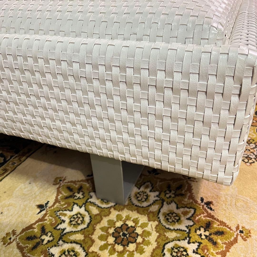 ꧁ROCKSTONE꧂ 楽風庵 ベンチ 岩倉榮利 2人掛け 牛革レザー ホワイト