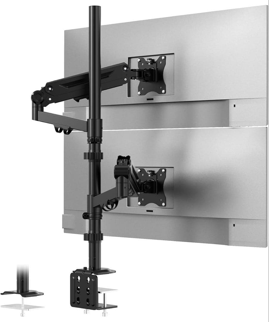 デュアル モニターアーム 2画面 上下40インチ対応 耐荷重12kg ロング