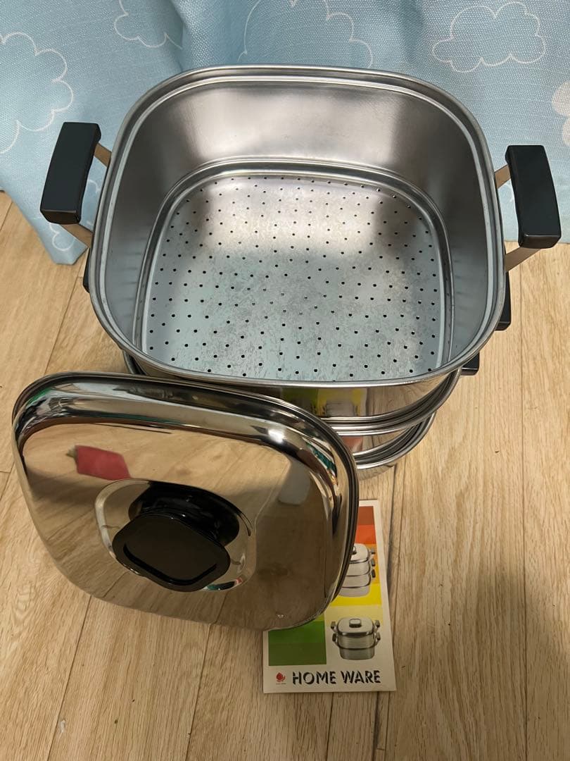 激安送料込‼️ 神子島製作所 ステンレス角型蒸し器 3段 29cm