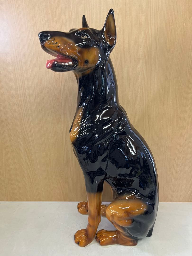G7 ドーベルマン 犬 陶器 置物 アンティーク イタリア製 約95cm