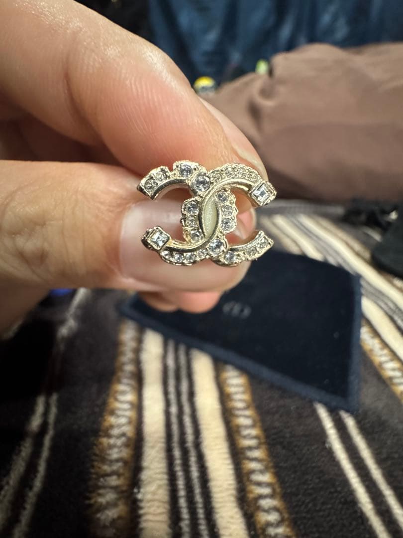 CHANEL ピアス 片耳 ココマーク ストーン ゴールドカラー(片耳用)