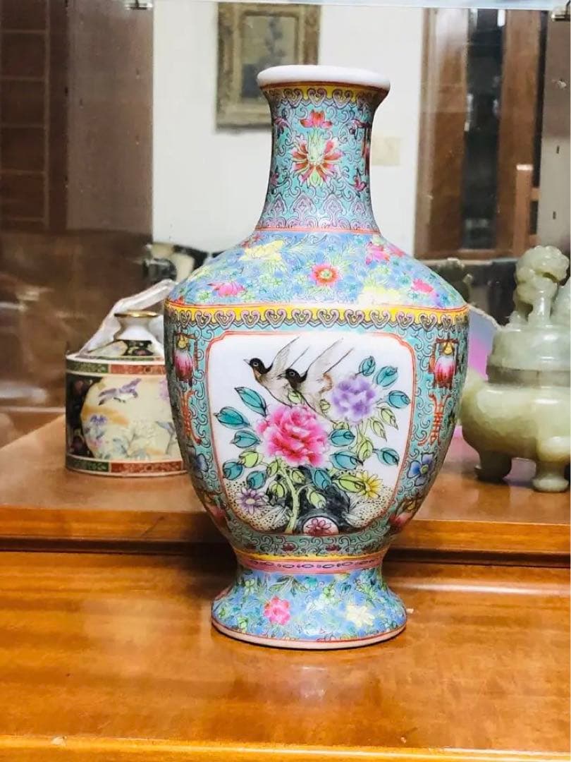 大清光緒年製銘　中国粉彩陶器