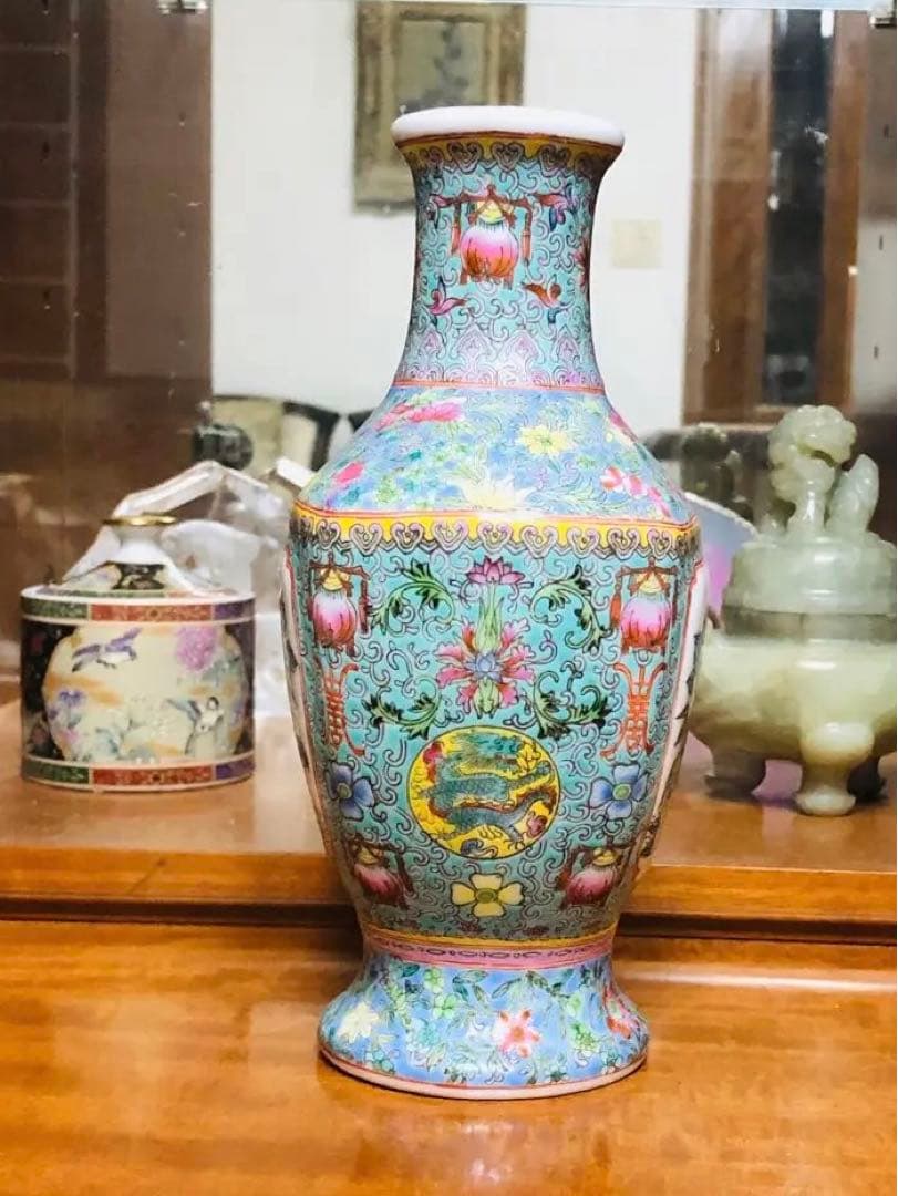 大清光緒年製銘　中国粉彩陶器