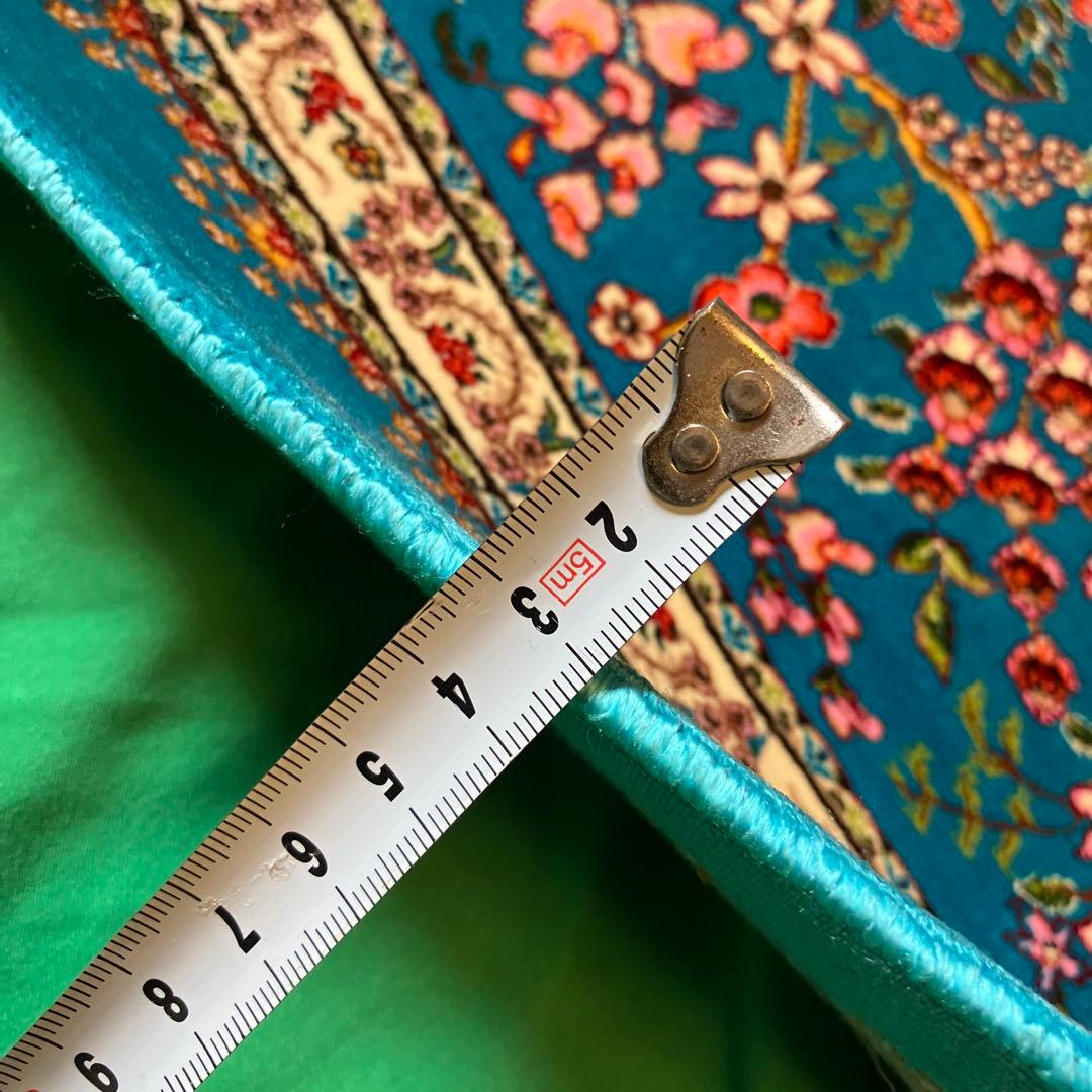 ペルシャ絨毯 青柄シルク 90cm×58cm