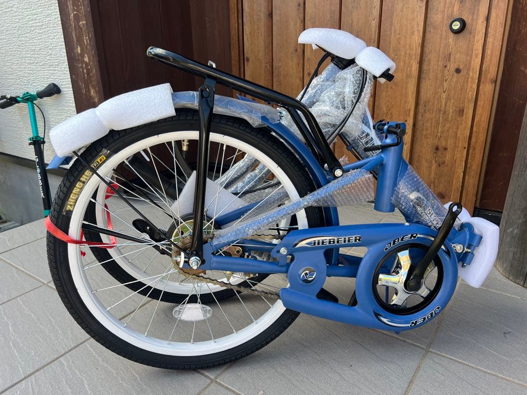 新品✨折りたたみ自転車 20インチ 7段変速 ブルー カゴ ワイヤー錠付き