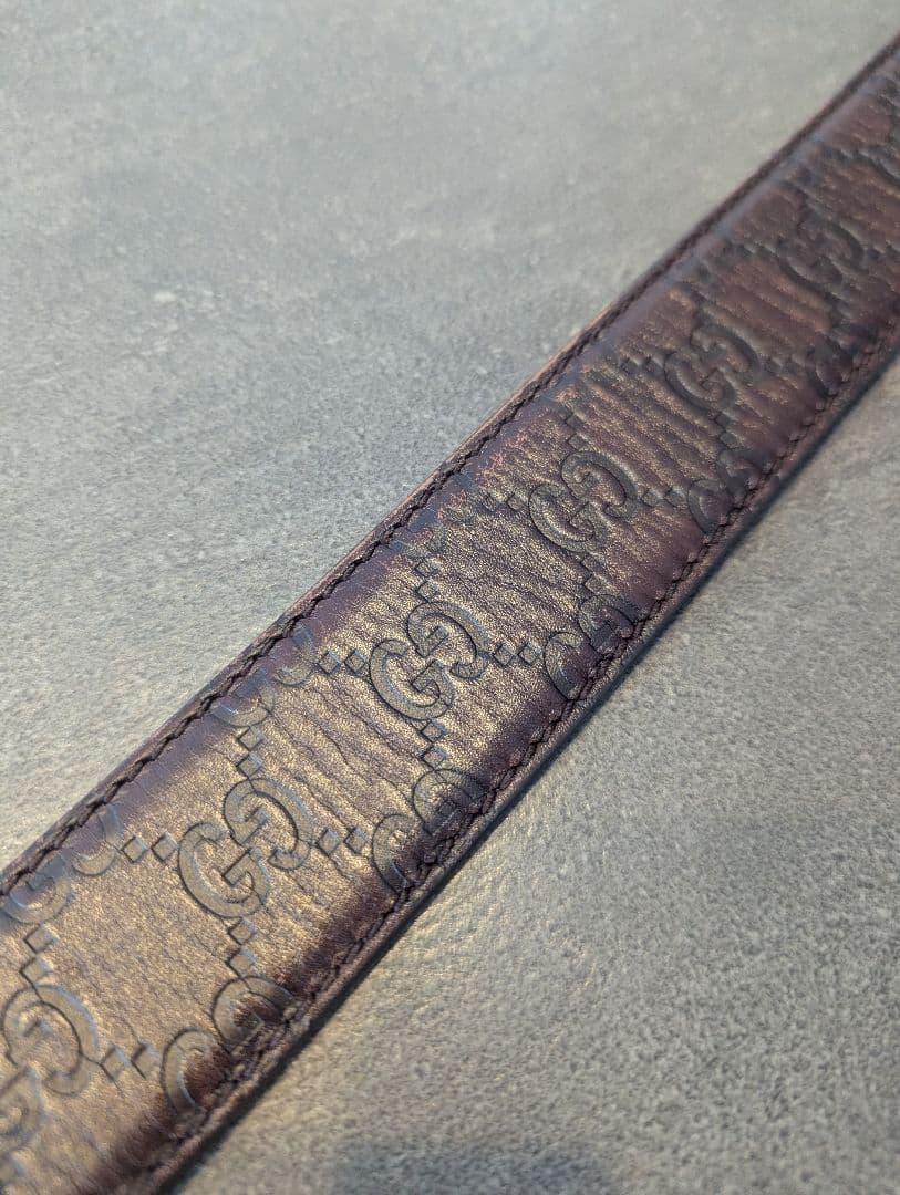 GUCCI ブラウン GGパターン ベルト 裏まで綺麗な革がポイント