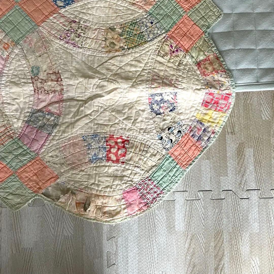 アンティークキルトビンテージ　パッチワークダブルウェディング　フィードサック