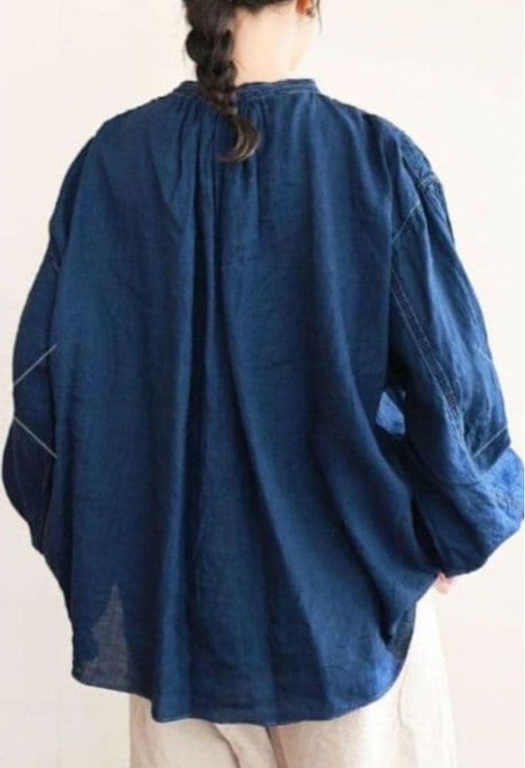 SP（エシュペー）インディゴリネンブラウス