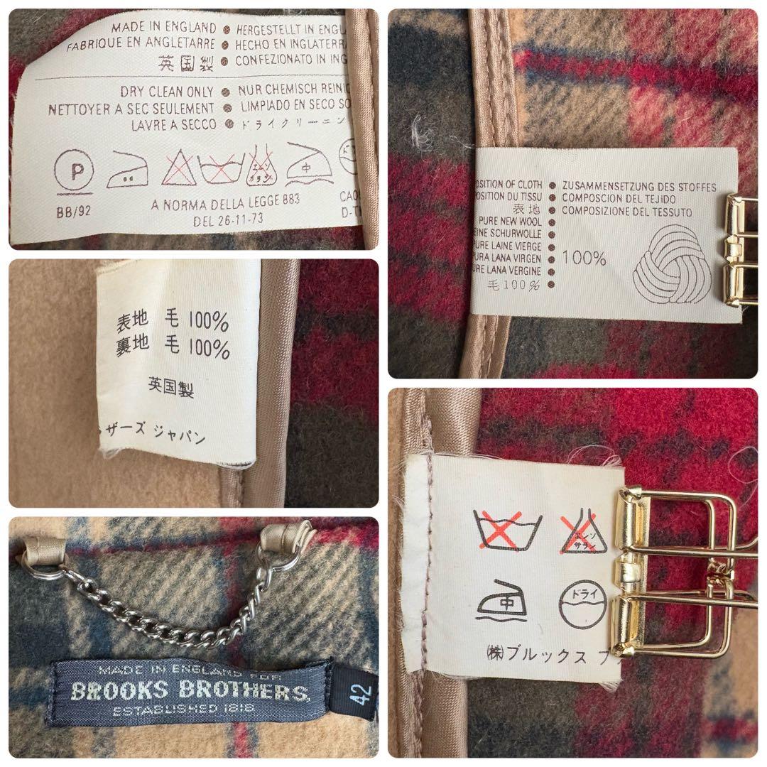 希少✨️英国製 ブルックスブラザーズ ダッフルコート キャメル チェック
