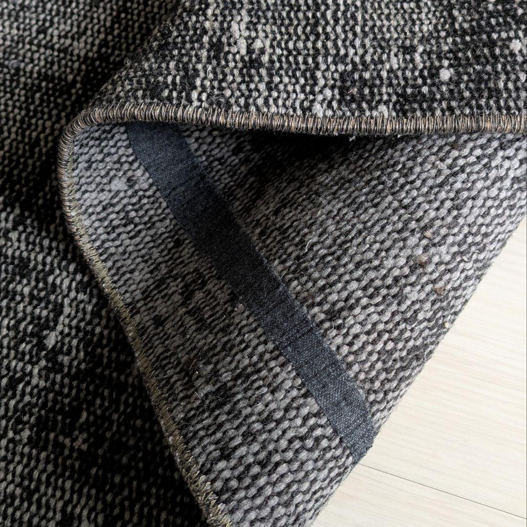 90×188 オーバーダイブラックグレーワンカラー　トルコヴィンテージラグ