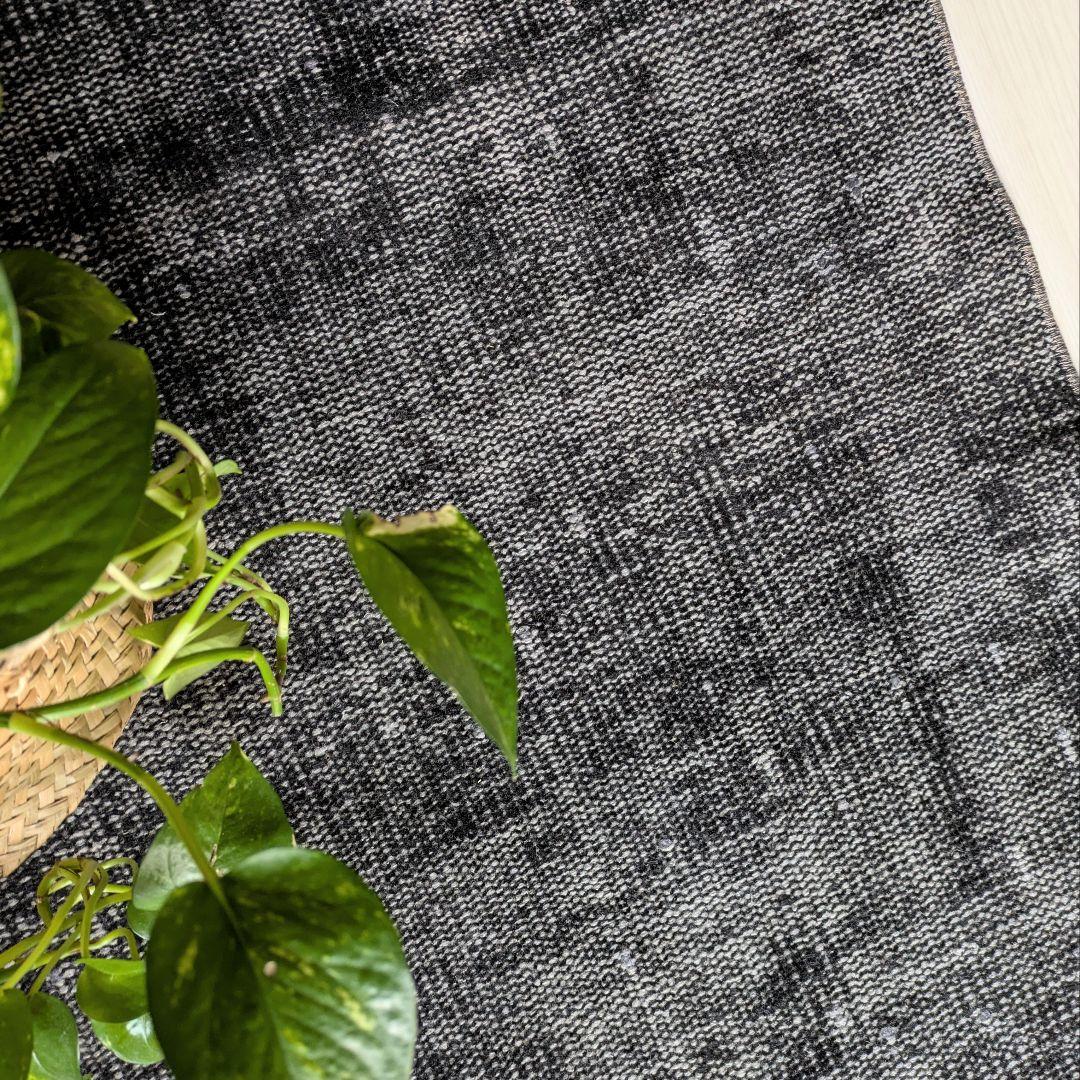 90×188 オーバーダイブラックグレーワンカラー　トルコヴィンテージラグ