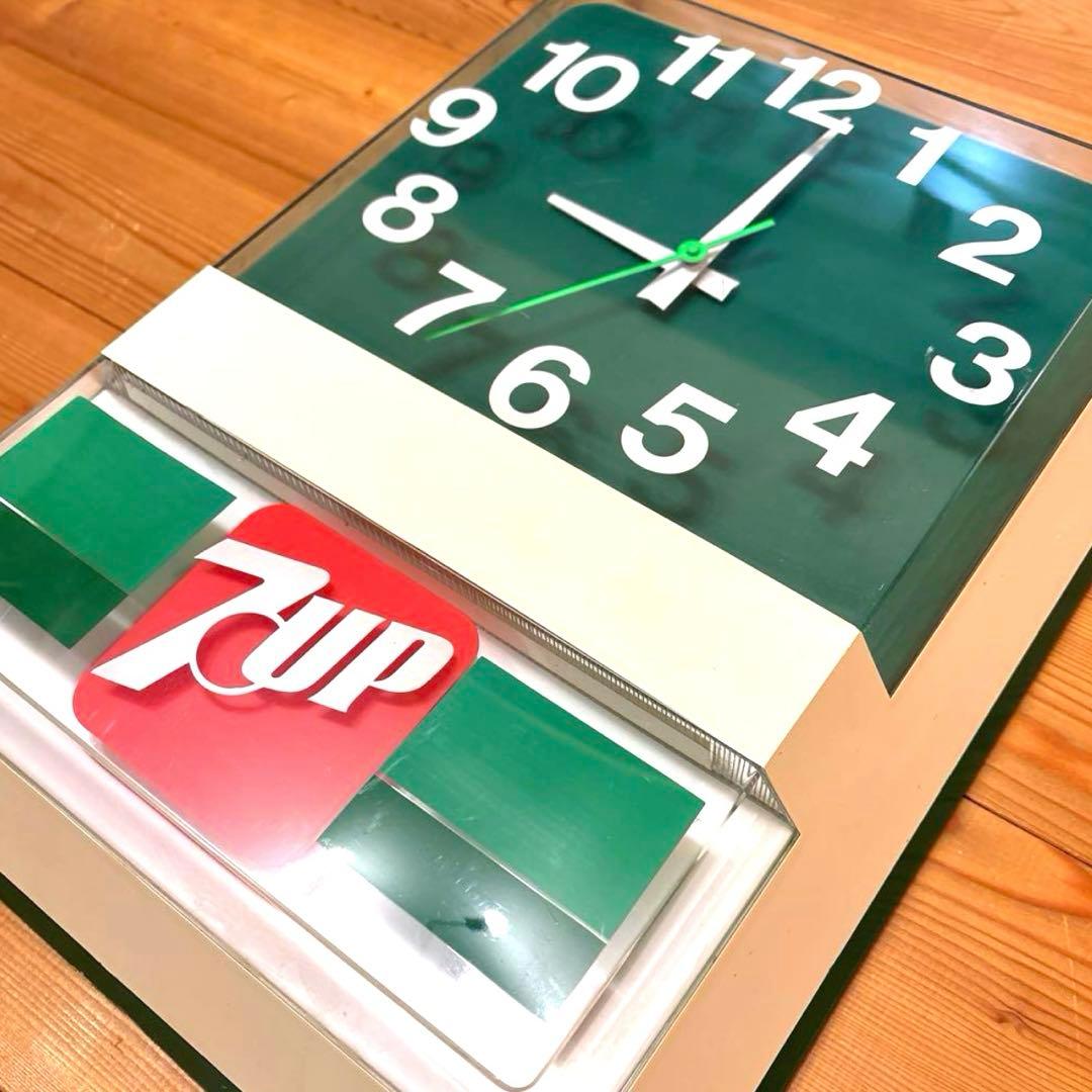 84年　セブンアップ　ライトアップ　クロック　看板　ネオンサイン　デッドストック