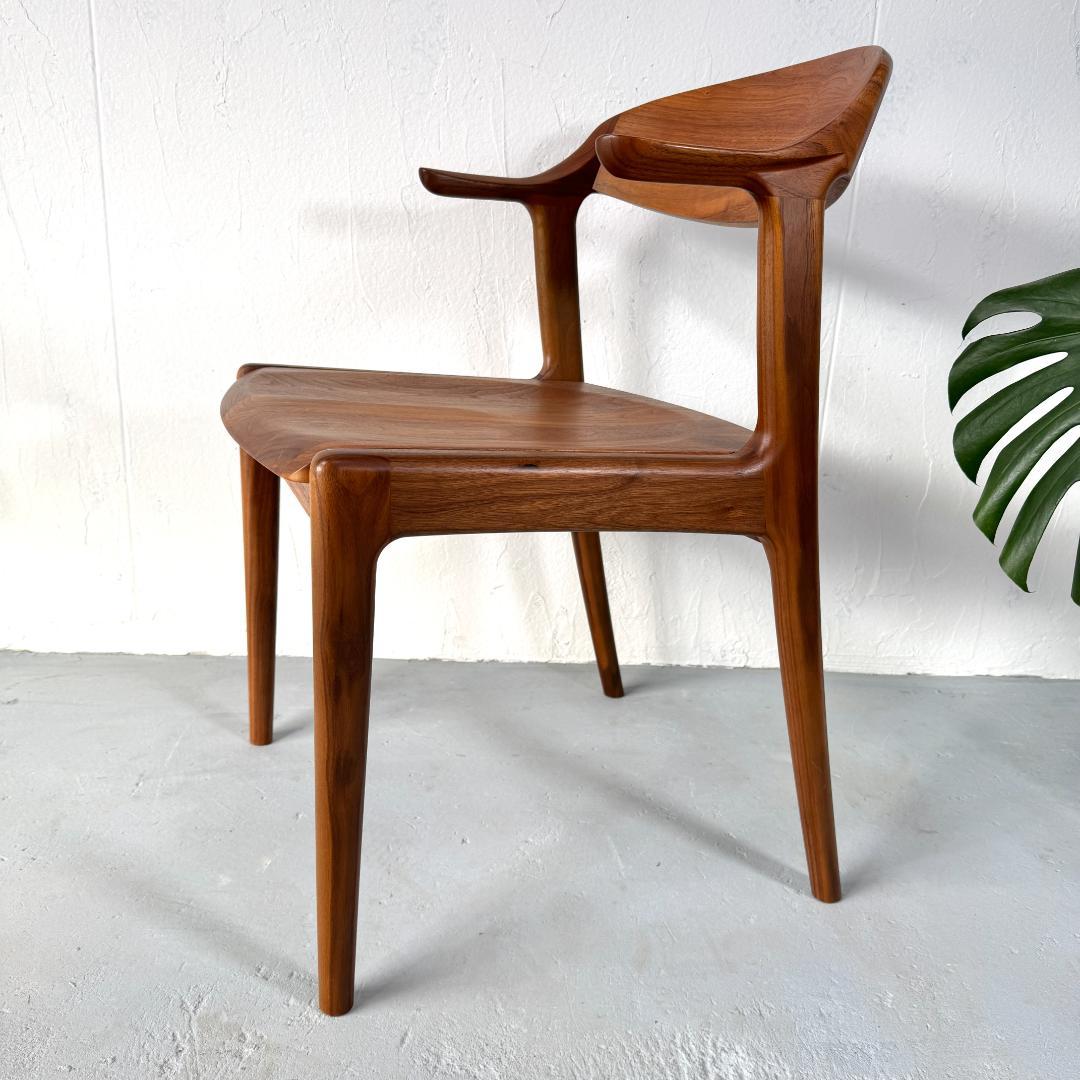美品 ナガノインテリア DC354-1WU ウォールナット アームチェア 板座