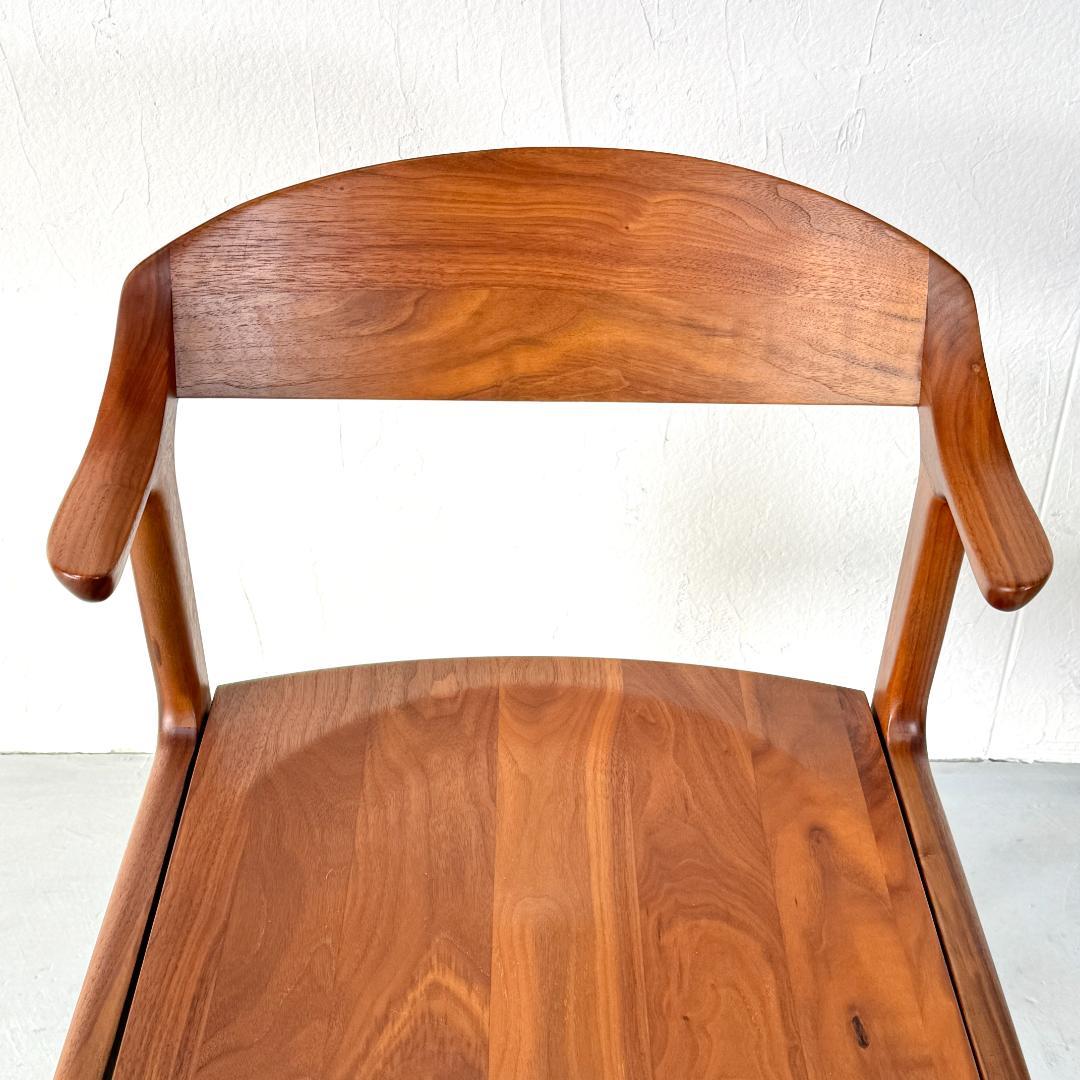 美品 ナガノインテリア DC354-1WU ウォールナット アームチェア 板座