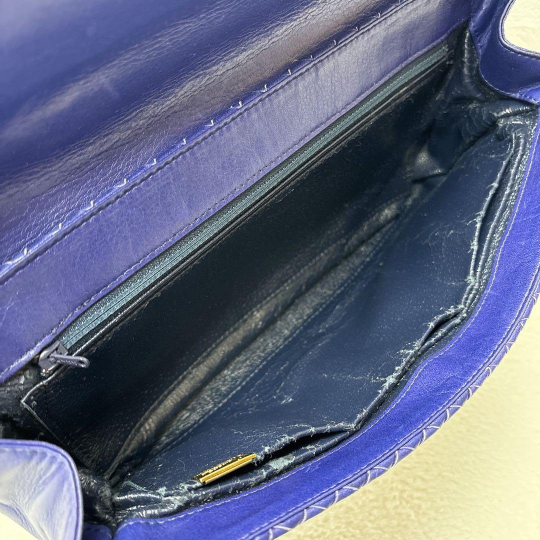 【希少✨】 ハマノ ロイヤルモデル イントレチャート ハンドバッグ レザー 青