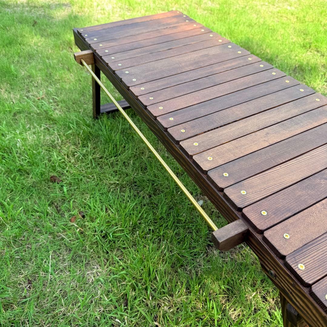 折りたたみローテーブル キャンプテーブル フラットバーナーigtテーブル真鍮ギア