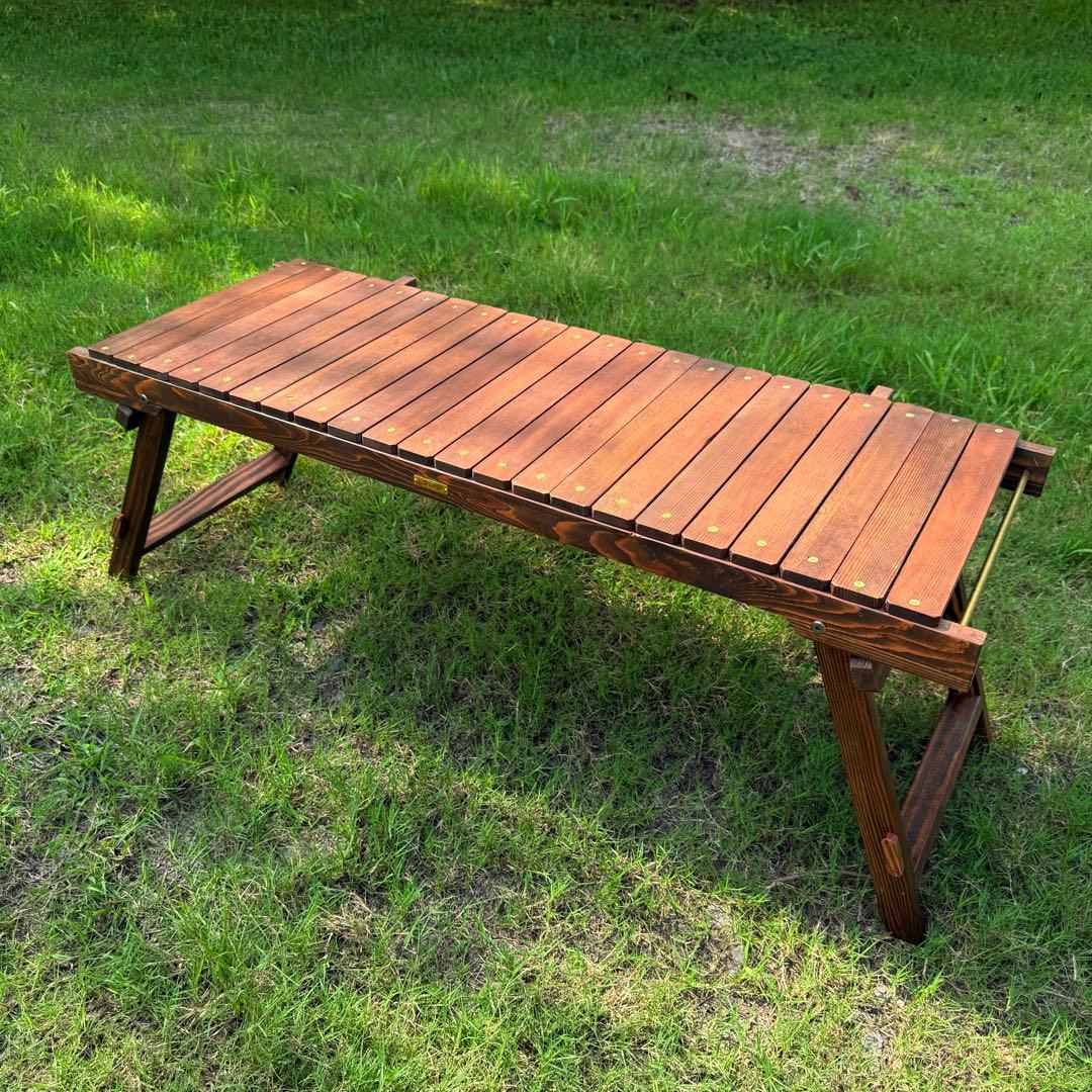 折りたたみローテーブル キャンプテーブル フラットバーナーigtテーブル真鍮ギア