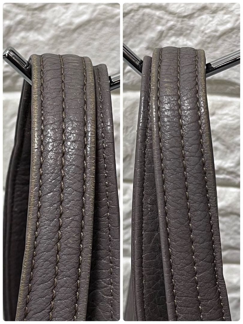 人気✨バーバリー ブルーレーベル ハンドバッグ シボ革 レザートート グレー