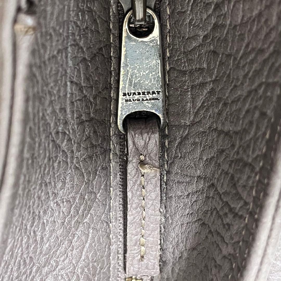 人気✨バーバリー ブルーレーベル ハンドバッグ シボ革 レザートート グレー