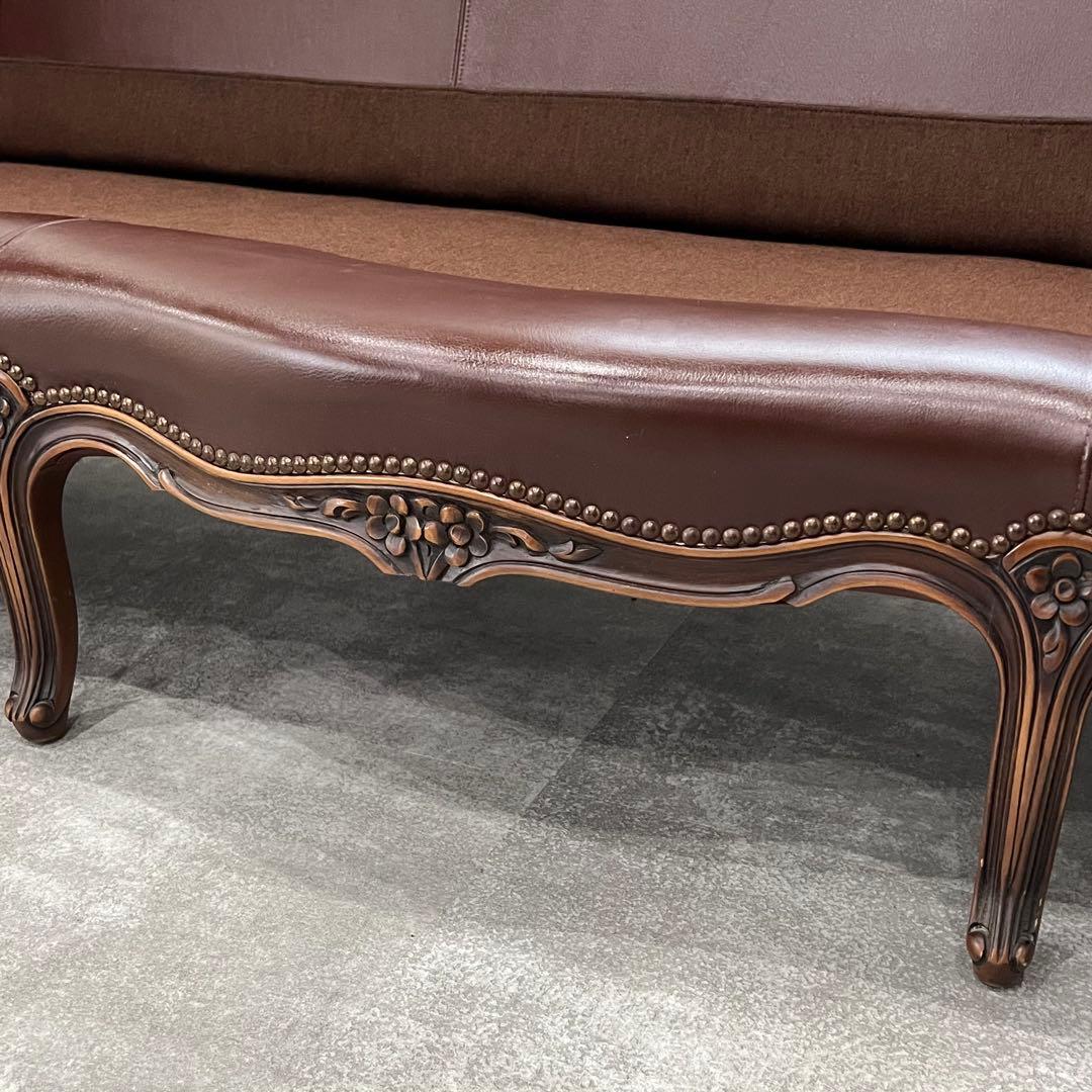 廃盤希少品 karimoku domani ルイXV ソファ レザー3人掛け