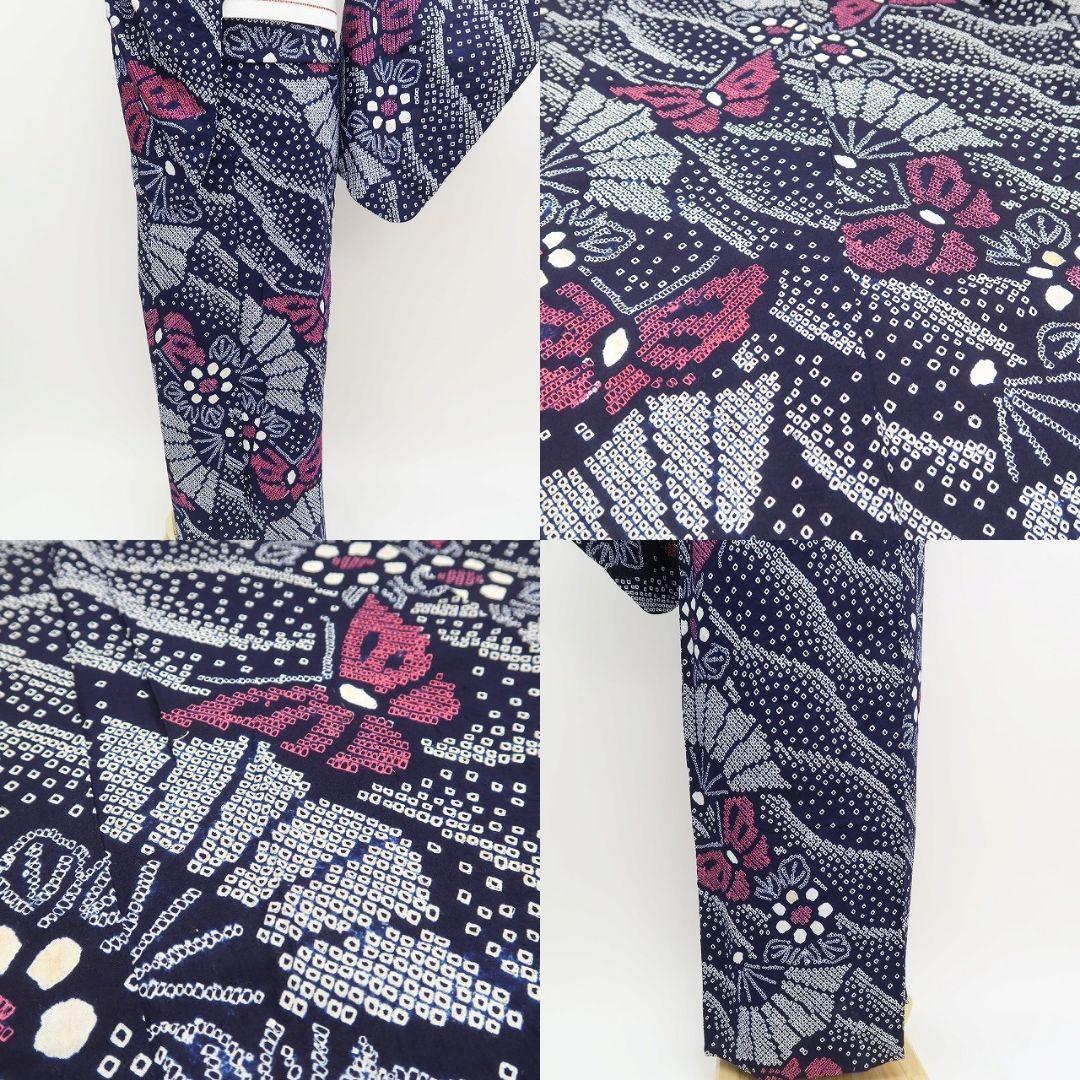 ゆき✾m1788＊美品 有松鳴海絞り 夏着物 綿 蝶 トール 高級浴衣