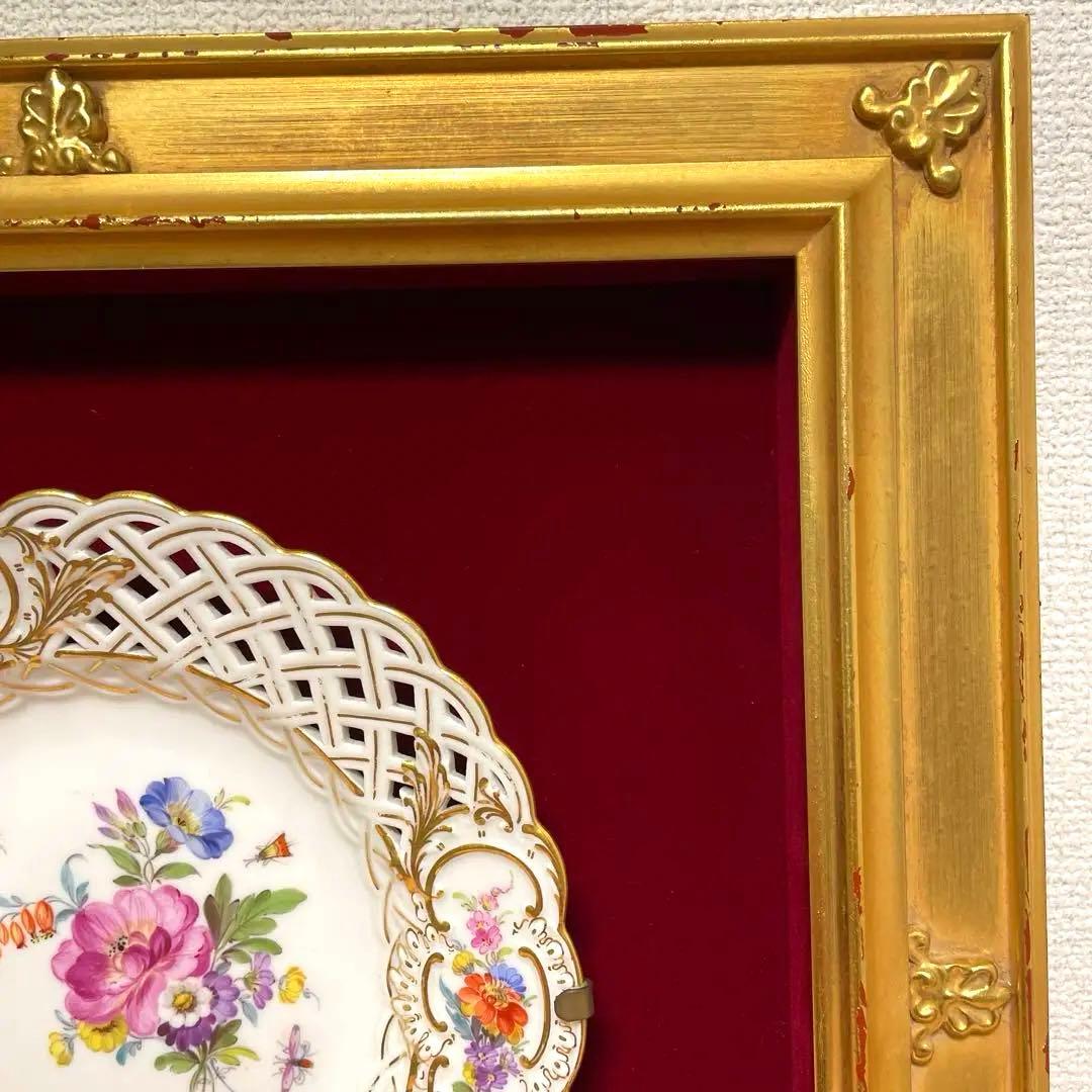 ＊額装済み飾り皿・1820年-1924年・額４０cm・皿２０cm・Meissen