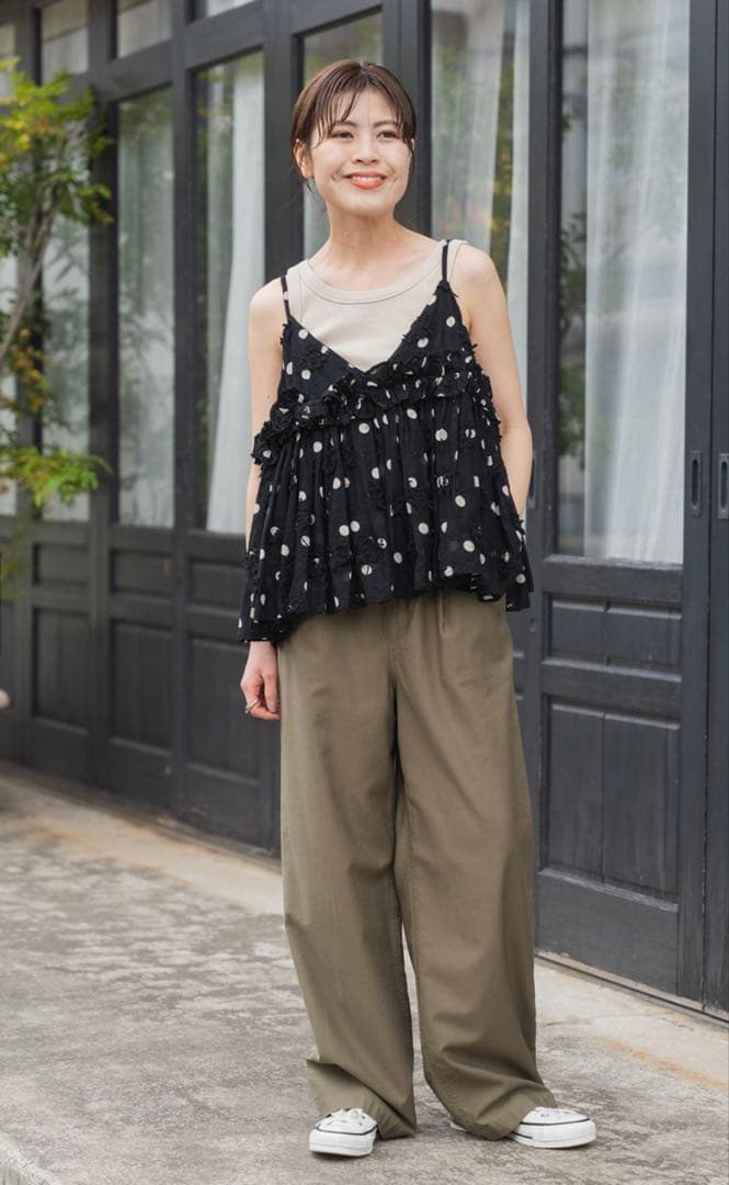 crinkle crinkle crinkle 3Dエンブロイダリードットキャミ