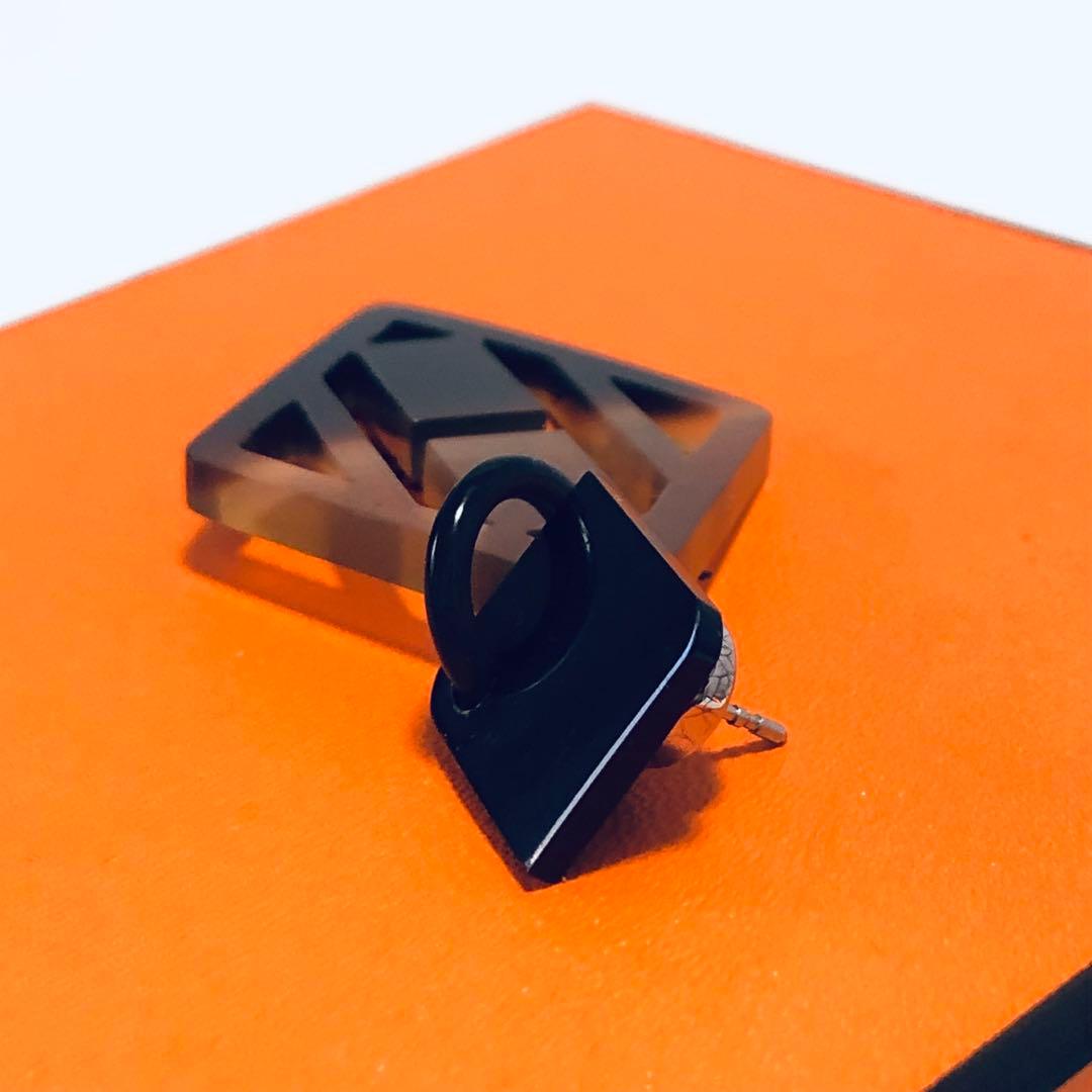 HERMES エルメス バッファローホーン Hロゴ ピアス 片耳 F252044