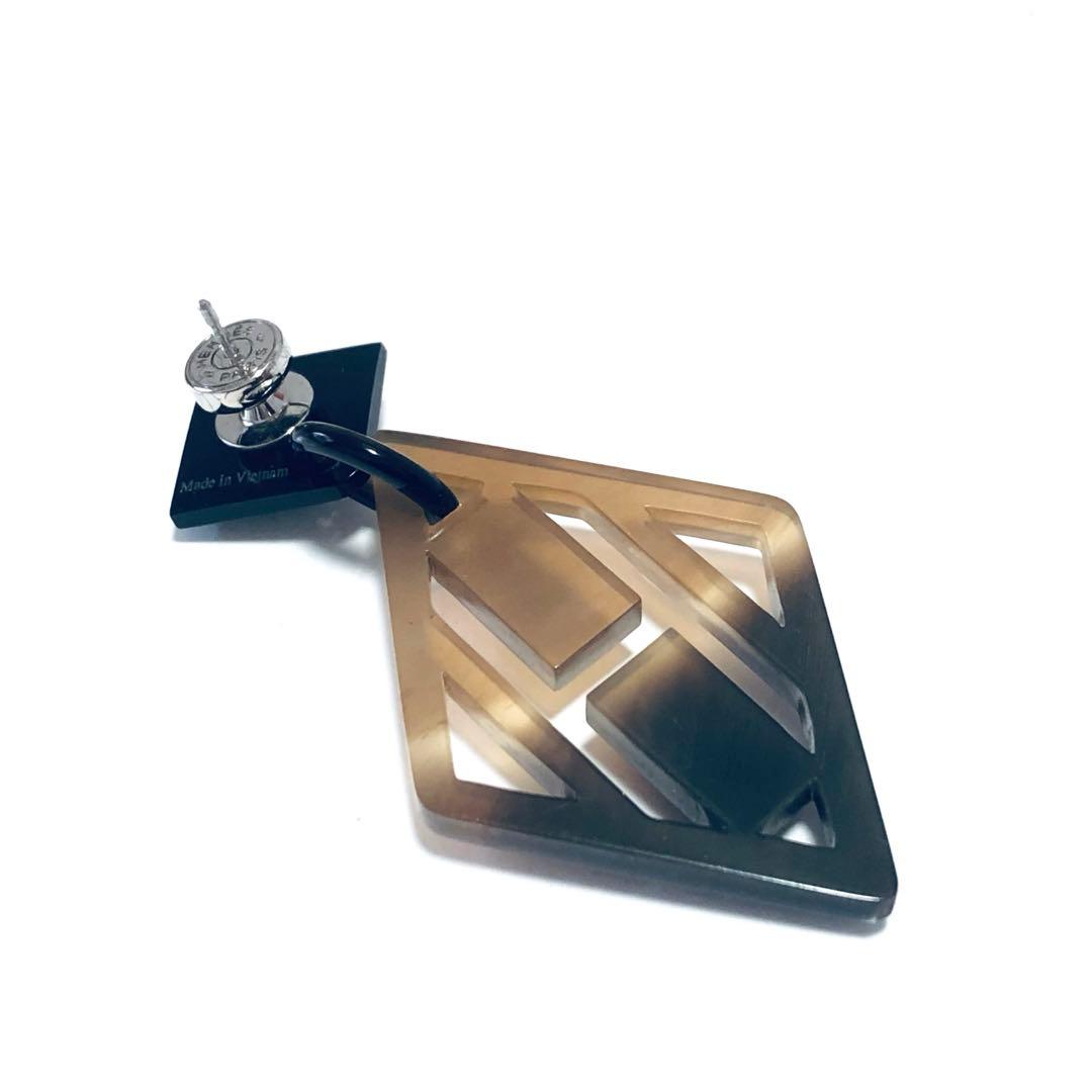 HERMES エルメス バッファローホーン Hロゴ ピアス 片耳 F252044